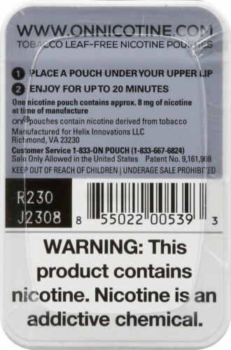 on! Original Nicotine Pouches 8mg Perspective: back