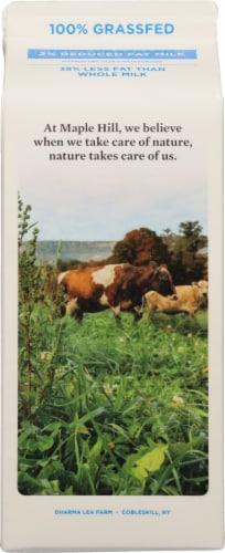 Maple Hill® Organic 100% Grassfed 2% Reduced Fat Milk Perspective: back