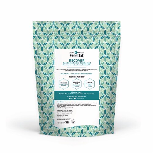 Westlab Recover Vegan Eucalyptus & White Willow Bark Epsom Salts Perspective: back