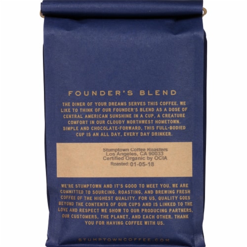 Stumptown Founder's Blend Organic Whole Bean Coffee Perspective: back