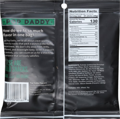 Pop Daddy Dill Pickle Pretzels Perspective: back