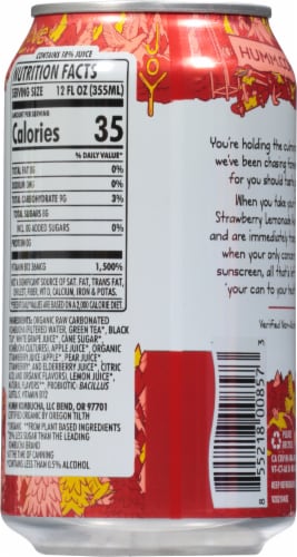 Humm® Strawberry Lemonade Probiotic Kombucha Single Can Perspective: back