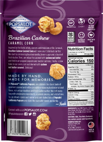 Popsalot Brazilian Cashew Caramel Corn Perspective: back