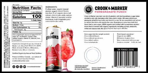 Crooks Pomegranate Punch Still Canned Cocktails Perspective: back