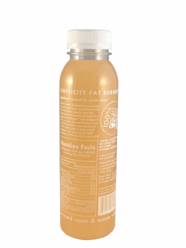 Simplicity Holistic Health Fat Burner Cold Pressed Juice Perspective: back