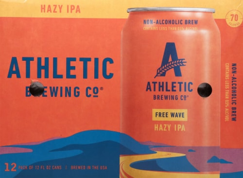 Athletic Brewing Co. Free Wave Hazy IPA Craft Non-Alcoholic Beer Cans Perspective: back