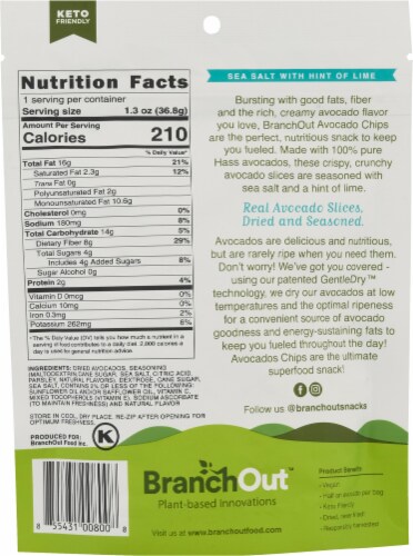 BranchOut™ Sea Salt with Hint of Lime Avocado Chips Perspective: back