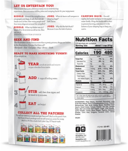 ReadyWise Adventure Meals Veggie Chili Soup Perspective: back