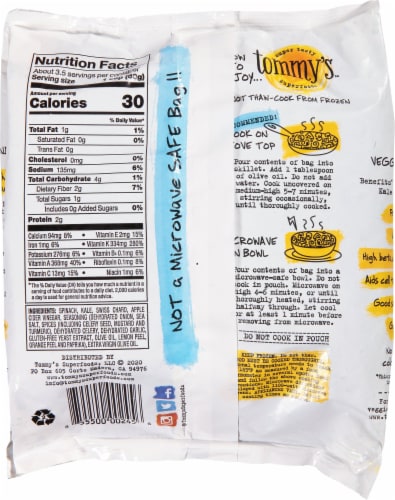 Tommy's Superfoods™Frozen Seasoned Super Greens Perspective: back