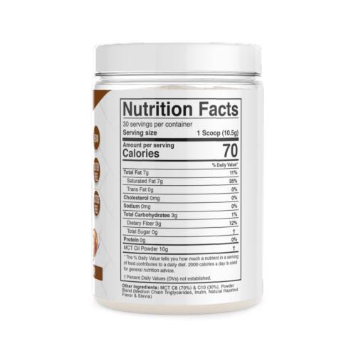 Divine Health Keto Zone Hazelnut Flavored MCT Oil Protein Powder Perspective: back