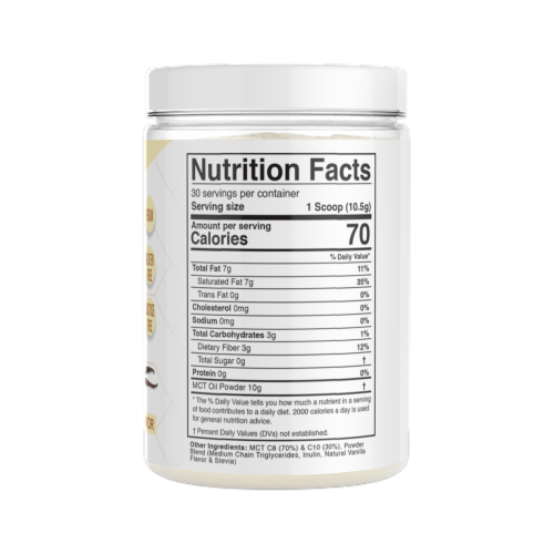 Divine Health Keto Zone French Vanilla Flavored MCT Oil Protein Powder Perspective: back