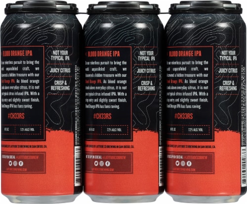 Latitude 33 Blood Orange IPA Beer Cans Perspective: back