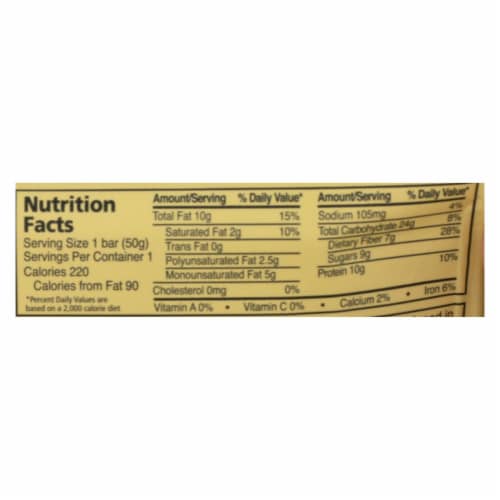 Zing® Peanut Butter Chocolate Chip Vitality Bar Perspective: back