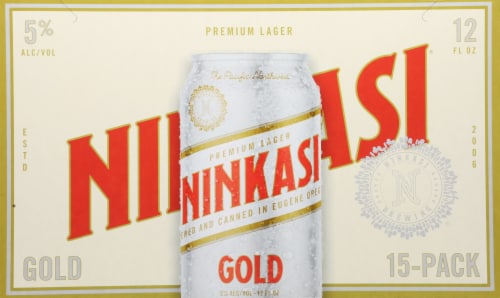 Ninkasi® Brewing Company Gold Northwest Lager Craft Beer Cans Perspective: back