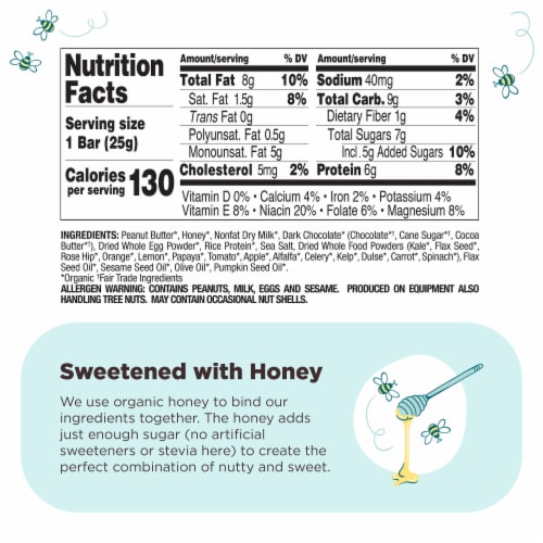 Perfect Bar Mini Dark Chocolate Chip Peanut Butter Protein Bar Organic 8 Count Perspective: back