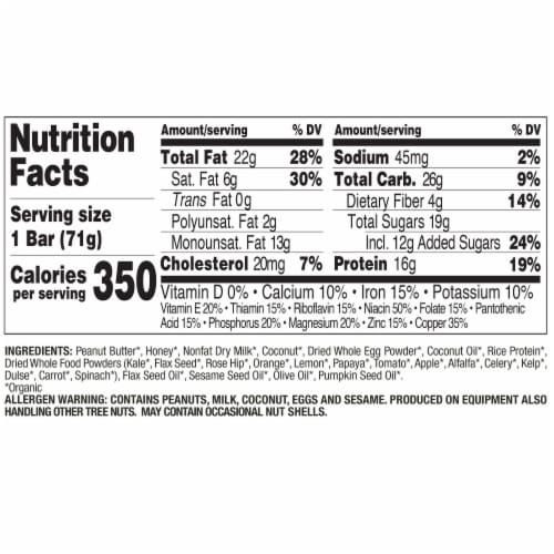 Perfect Bar Refrigerated Coconut Peanut Butter Protein Bar Perspective: back