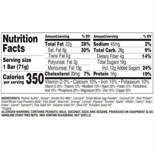 Perfect Bar Refrigerated Coconut Peanut Butter Protein Bar Perspective: back