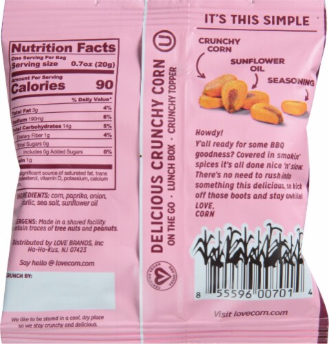 Love Corn® Smoked BBQ Premium Crunchy Corn Perspective: back