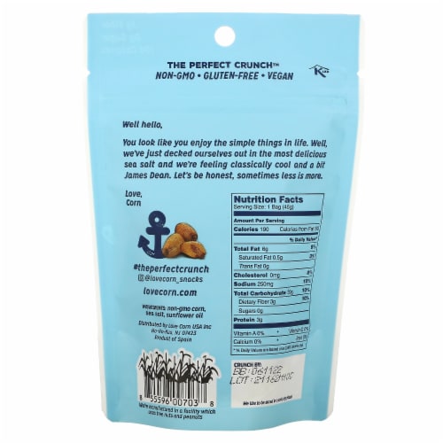 Love Corn® Roasted Sea Salt Corn Snacks Perspective: back