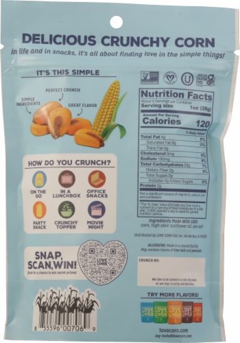 Love Corn® Gluten Free Sea Salt Premium Crunchy Corn Snack Perspective: back