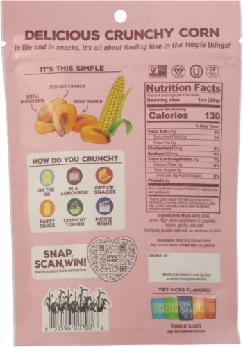 LOVE CORN | Salt & Vinegar Delicious Crunchy Corn | 1.6oz, 10 bags |  Low-Sugar, Gluten-Free, Plant Based, Non-GMO