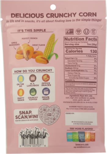Love,Corn® Gluten Free Smoked BBQ Crunchy Corn Snack Perspective: back