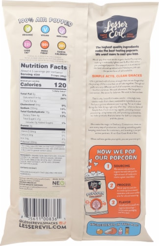 LesserEvil® Organic No Cheese Cheesiness Popcorn Perspective: back