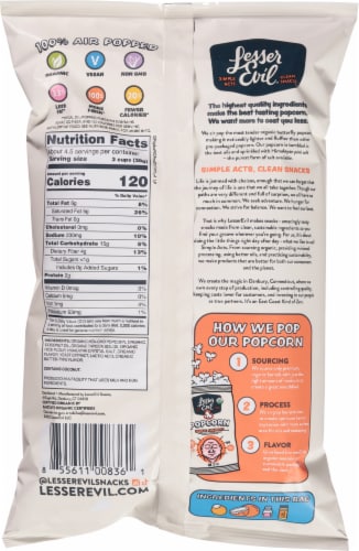 LesserEvil® White Cheddar Organic Popcorn Perspective: back