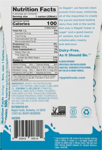 Ripple® Dairy-Free Original Milk Perspective: back
