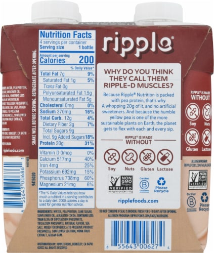 Ripple® Chocolate Plant Protein Shakes Perspective: back