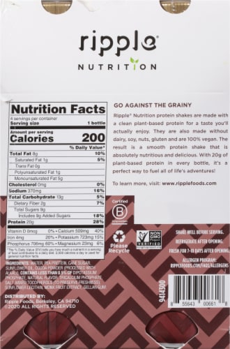 Ripple Nutrition Chocolate Protein Shake Perspective: back