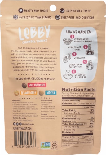 Lebby® Gluten Free Dark Chocolate Chickpea Snacks Perspective: back
