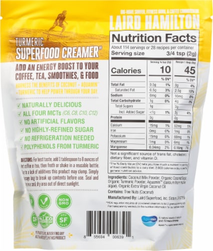 Laird Superfood Turmeric Creamer® Perspective: back