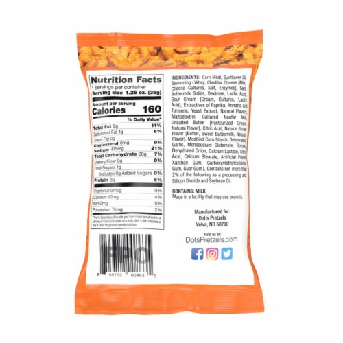 Dot's Homestyle Pretzels Baked Cheese Curls Perspective: back
