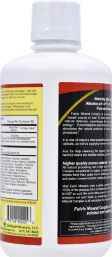 Vital Earth Minerals Fulvic Mineral Complex Liquid Mineral Dietary Supplement Perspective: back
