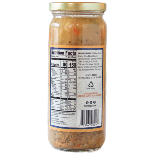 Zoup Chicken & Riced Cauliflower Soup Perspective: back