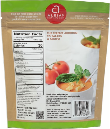 Aleia's® Gluten Free Seasoned Croutons Perspective: back