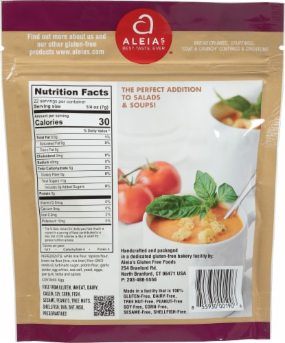 Aleia's Gluten Free & Dairy Free Garlic Croutons Perspective: back