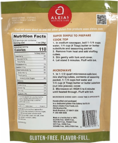 Aleias® Cook Top Seasoned Poultry Stuffing Mix Perspective: back