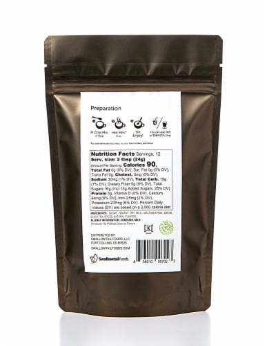 Pi Chai Chocolate Chai Tea Latte Mix With Cococa Perspective: back