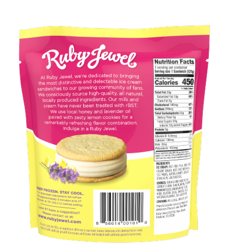 Ruby Jewel® Lemon Cookie + Honey Lavender Ice Cream Sandwich Perspective: back