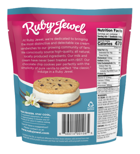 Ruby Jewel® Chocolate Chip Cookies + Vanilla Bean Ice Cream Sandwich Perspective: back
