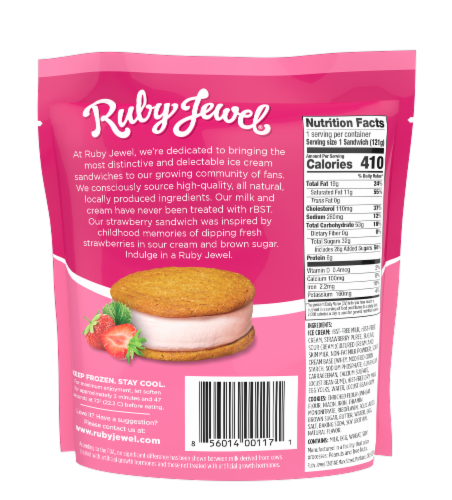 Ruby Jewel® Brown Sugar Cookie Strawberry Ice Cream Sandwich Perspective: back