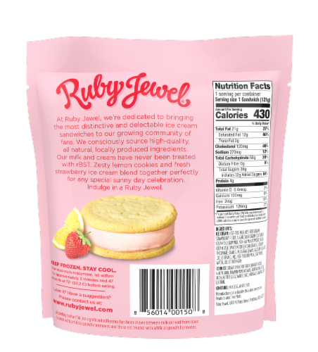 Ruby Jewel® Strawberry Lemon Ice Cream Cookie Sandwich Perspective: back
