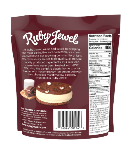 Ruby Jewel® Campfire S'Mores Ice Cream Cookie Sandwich Perspective: back