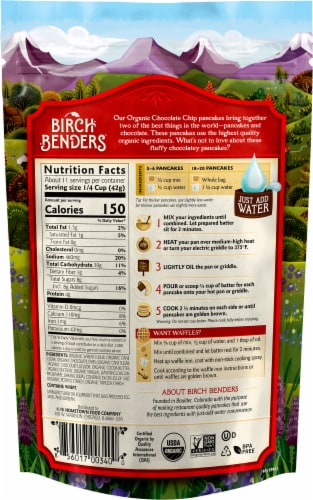 Birch Benders Organic Pancake & Waffle Chocolate Chip Mix Perspective: back