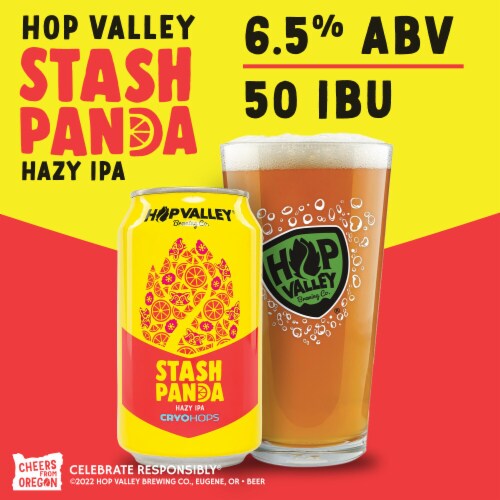 Hop Valley Stash Panda Hazy IPA Craft Beer Perspective: back