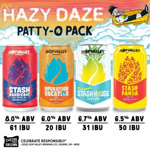 Hop Valley Hazy Daze Vp Beer Cans Perspective: back