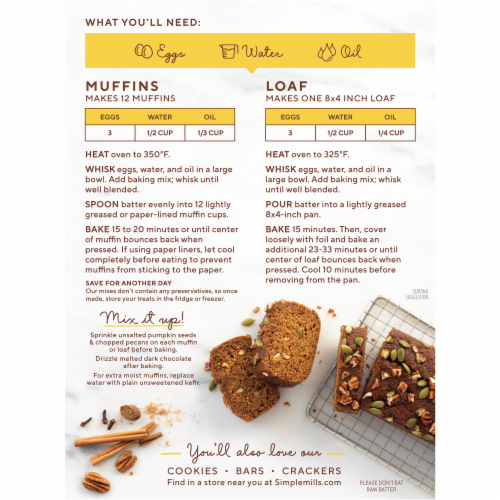 Simple Mills® Pumpkin Muffin & Bread Almond Flour Baking Mix Perspective: back