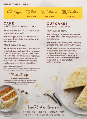 Simple Mills Gluten Free Vanilla Cupcake & Cake Almond Flour Baking Mix Perspective: back